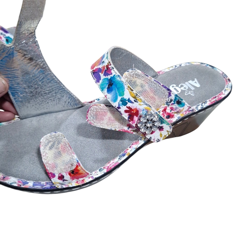 Alegria Leather Triple Strap Wedge Sandals Loti Perennail Sz 37=7-7.5 - Picture 6 of 9